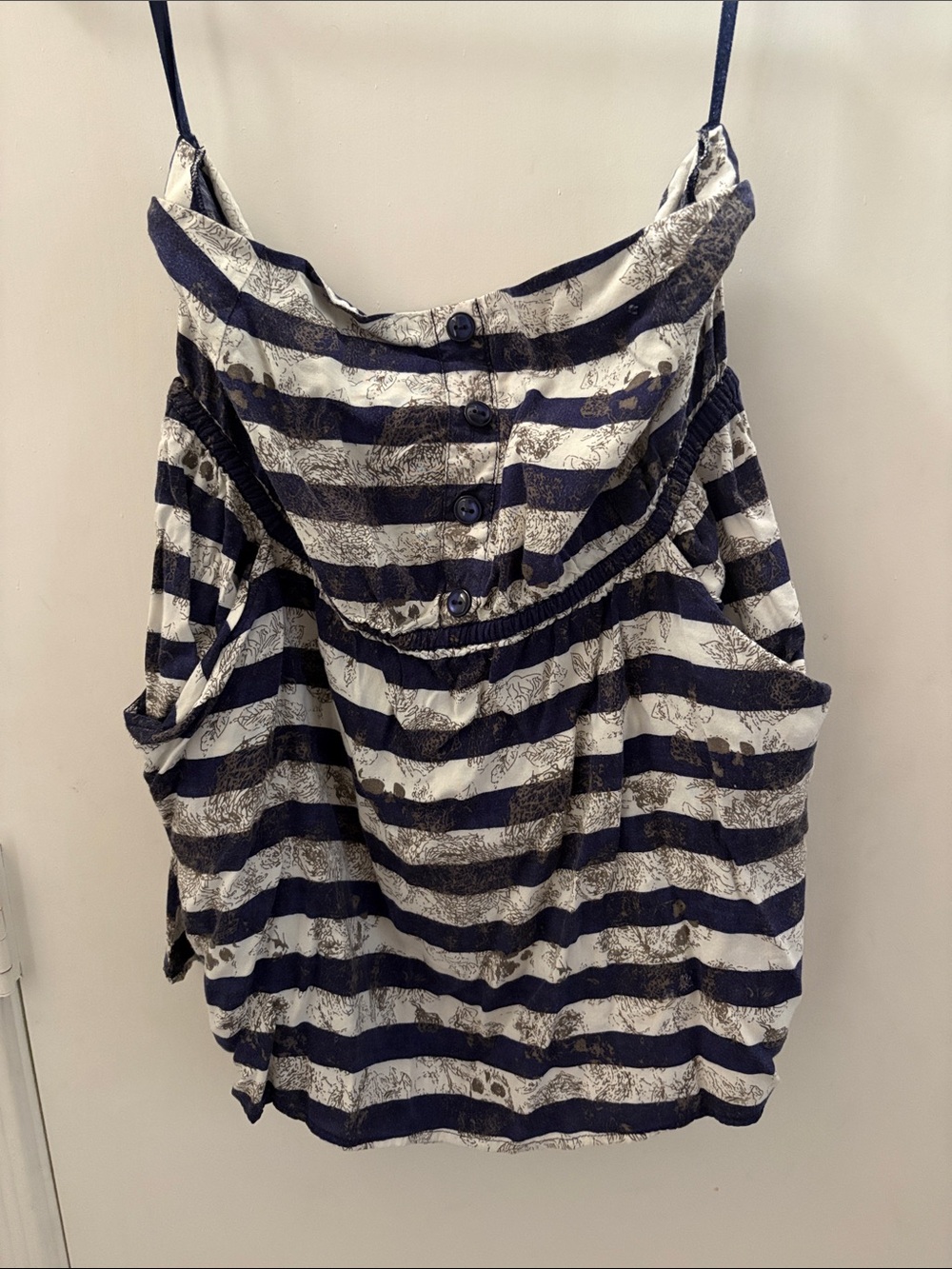 Torrid Striped Navy and White Sleeveless Tube Top with Pockets Size 0 Y2K